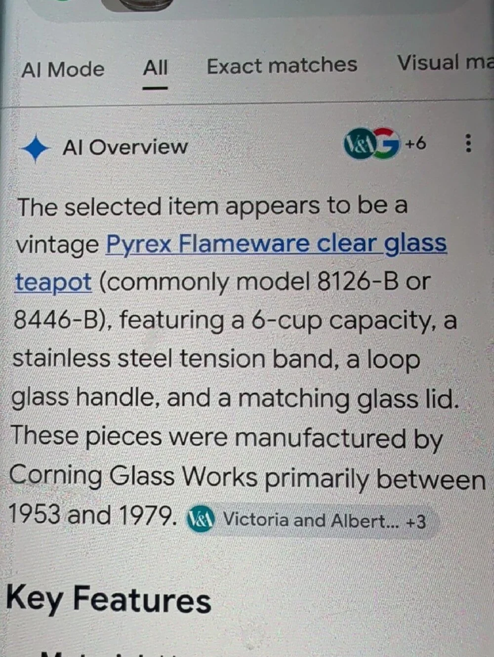 VTG. Pyrex Flameware Clear Glass Teapot with Silver Accent Lid. Made In USA